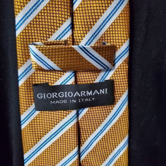 Giorgio Armani Orange, White, & Blue Silk Tie - Picture 6 of 7